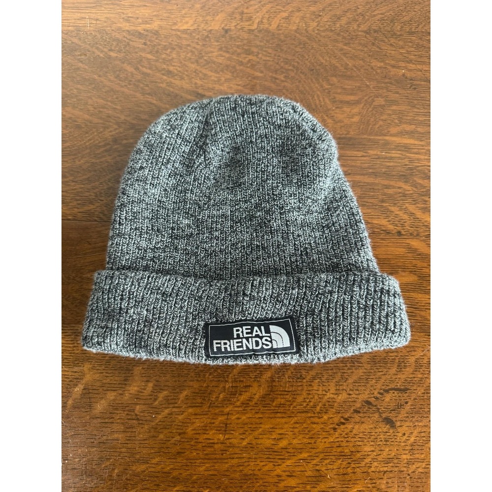 Beechfield Hat Beanie Real‎ Friends Patch One Size Gray Knit Winter Band Mens